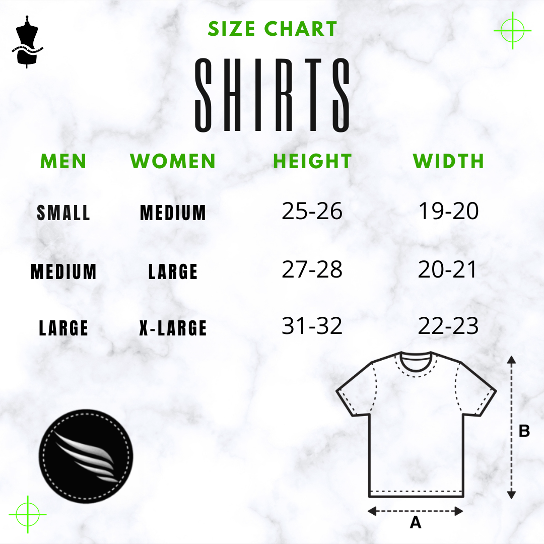 Men's T-Shirts & Polo Shirts Size Chart